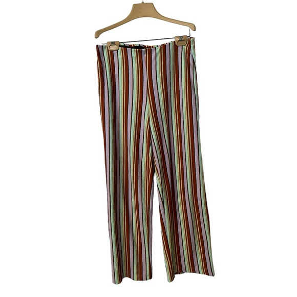 Urban Outfitters Striped Knit High Waisted Crop Knit Pants Trousers - Picture 2 of 5